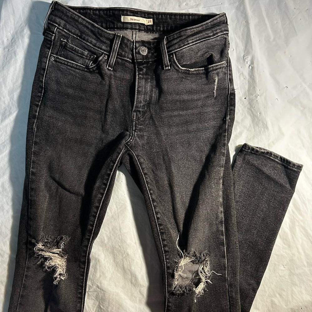 Distressed Black Women's Jeans